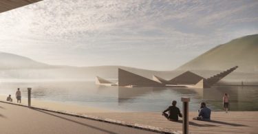 una piscina flotante en forma de estrella del mar - Bregen, Noruega