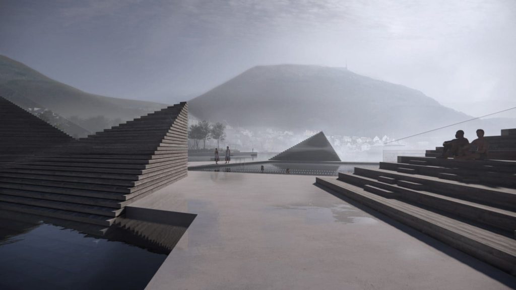 True Blue, parque en Bergen, Norway con piscina flotante