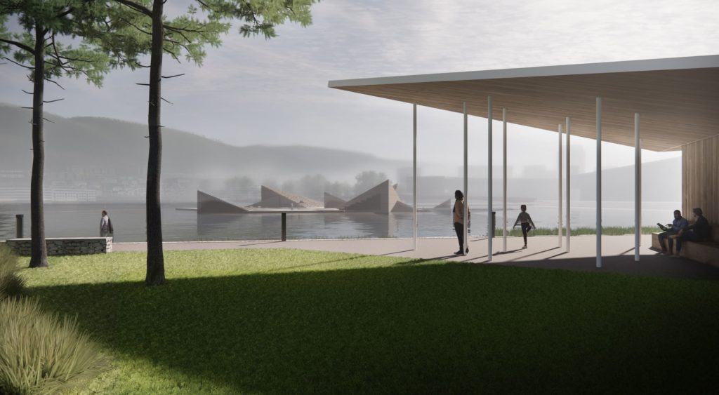 piscina flotante en forma de estrella del mar, Bergen, Noruega